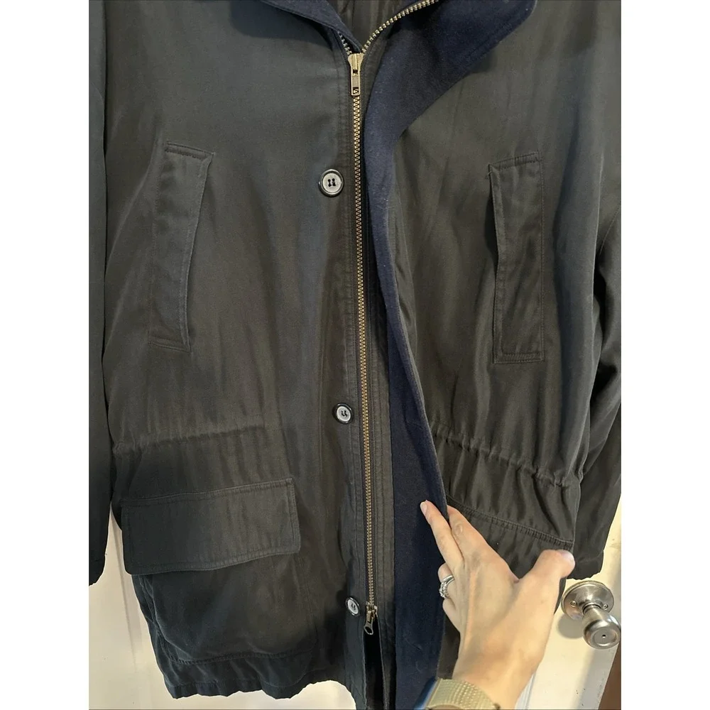 Brooks Brothers WOOL NAVY BLUE Hooded Parka Jacket Winter Coat Men's Size LARGE